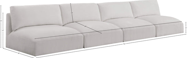 Ease Cream Polyester Fabric Modular Sofa 696Cream-S152A Meridian Furniture