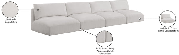 Ease Cream Polyester Fabric Modular Sofa 696Cream-S152A Meridian Furniture