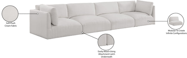 Ease Cream Polyester Fabric Modular Sofa 696Cream-S152B Meridian Furniture