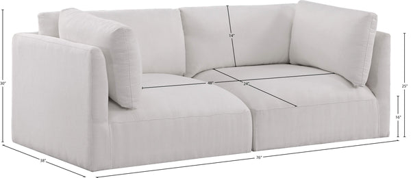 Ease Cream Polyester Fabric Modular Sofa 696Cream-S76B Meridian Furniture