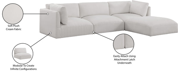 Ease Cream Polyester Fabric Modular Sectional 696Cream-Sec4A Meridian Furniture