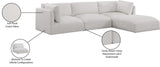 Ease Cream Polyester Fabric Modular Sectional 696Cream-Sec4A Meridian Furniture