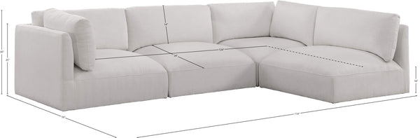 Ease Cream Polyester Fabric Modular Sectional 696Cream-Sec4B Meridian Furniture