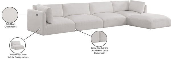 Ease Cream Polyester Fabric Modular Sectional 696Cream-Sec5A Meridian Furniture