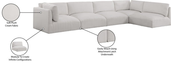 Ease Cream Polyester Fabric Modular Sectional 696Cream-Sec5B Meridian Furniture
