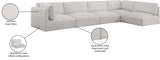 Ease Cream Polyester Fabric Modular Sectional 696Cream-Sec5B Meridian Furniture