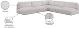 Ease Cream Polyester Fabric Modular Sectional 696Cream-Sec5C Meridian Furniture