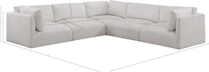 Ease Cream Polyester Fabric Modular Sectional 696Cream-Sec5D Meridian Furniture