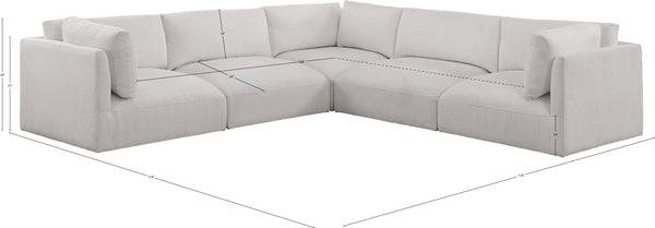 Ease Cream Polyester Fabric Modular Sectional 696Cream-Sec5D Meridian Furniture