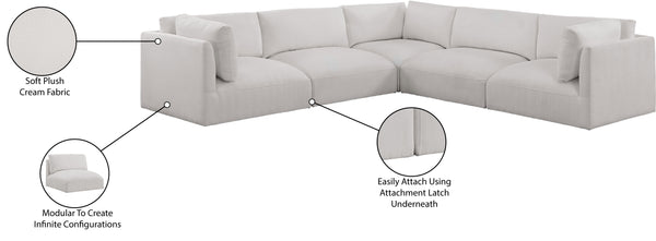 Ease Cream Polyester Fabric Modular Sectional 696Cream-Sec5D Meridian Furniture