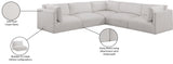 Ease Cream Polyester Fabric Modular Sectional 696Cream-Sec5D Meridian Furniture