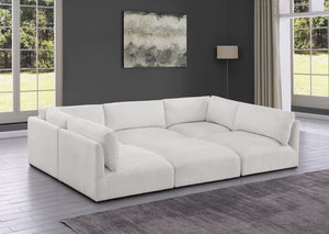 Ease Cream Polyester Fabric Modular Sectional 696Cream-Sec6B Meridian Furniture