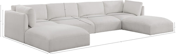 Ease Cream Polyester Fabric Modular Sectional 696Cream-Sec6C Meridian Furniture