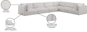 Ease Cream Polyester Fabric Modular Sectional 696Cream-Sec6D Meridian Furniture