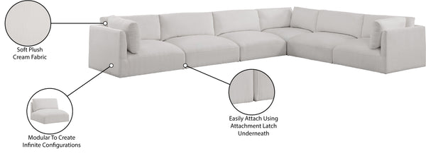 Ease Cream Polyester Fabric Modular Sectional 696Cream-Sec6D Meridian Furniture