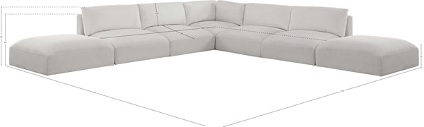 Ease Cream Polyester Fabric Modular Sectional 696Cream-Sec7C Meridian Furniture