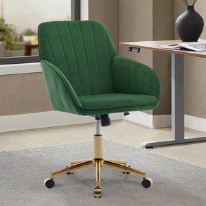 English Elm TY Velvet Ergonomic Office Chair in Green with Memory Foam Cushion, Lumbar Support & Swivel Comfort W2311P220186