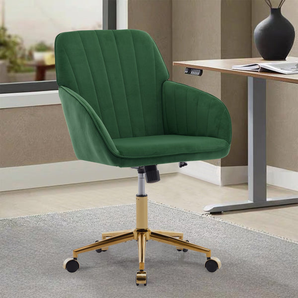 English Elm TY Velvet Ergonomic Office Chair in Green with Memory Foam Cushion, Lumbar Support & Swivel Comfort W2311P220186