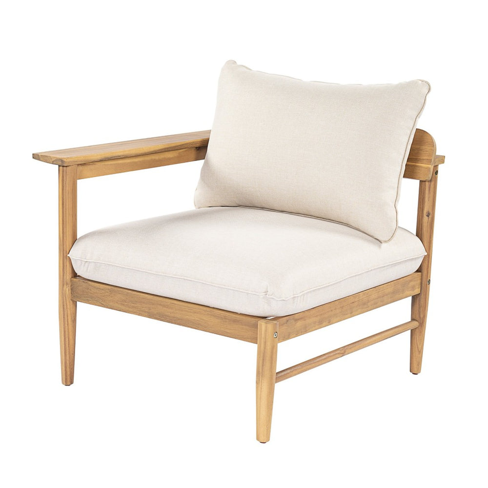 English Elm Terassi Solid Acacia Patio Sofa with Teak Finish and Beige Weather Resistant Cushions N775P372828T