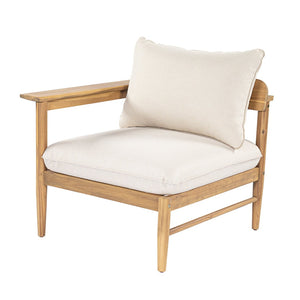 English Elm Terassi Solid Acacia Patio Sofa with Teak Finish and Beige Weather Resistant Cushions N775P372828T