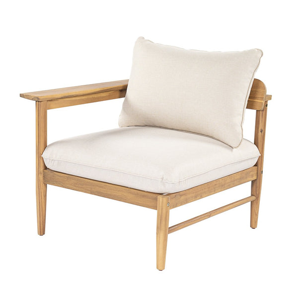 English Elm Terassi Solid Acacia Patio Sofa with Teak Finish and Beige Weather Resistant Cushions N775P372828T