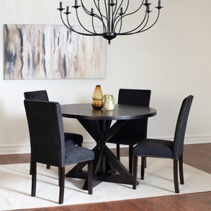 English Elm Enbridge 5-Piece Dining Set, Cross-Buck Dining Table With 4 Stylish Chairs