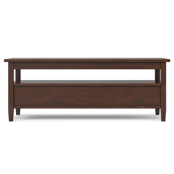 English Elm Warm Shaker Solid Wood Coffee Table with Two Drawers Russet Brown Transitional B136P429085