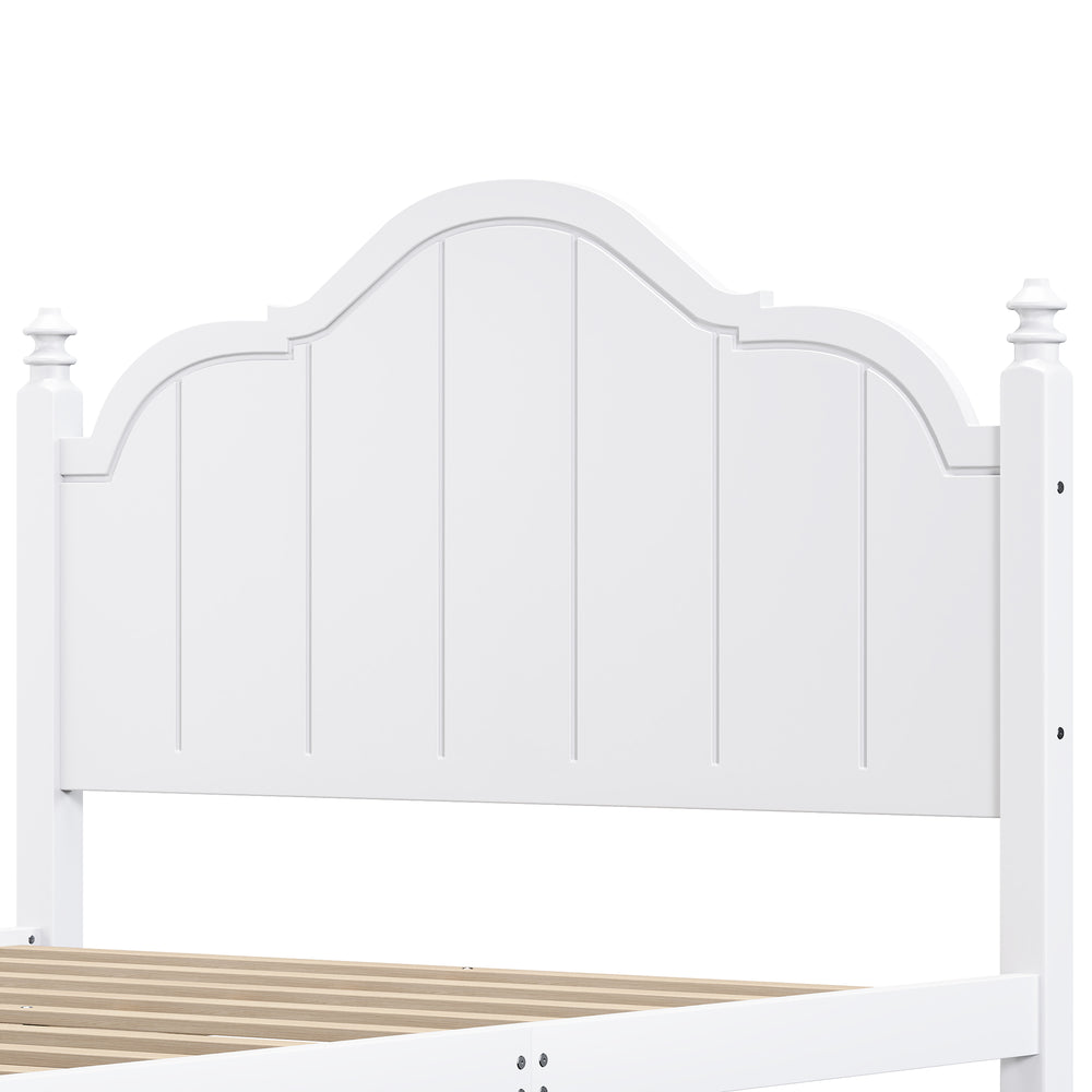 English Elm Bed Queen Size Vintage Wooden Platform Bed with Tall Headboard, 10 Slats, 650LB Capacity, Easy Assembly White 62.8 L x 33.2 W x 5.5 H N733P360940K