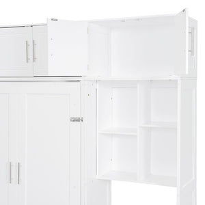 English Elm Full Size Murphy Wall Bed with Fold Away Desk Cabinet and Shelves for Small Spaces N708S00020K-1