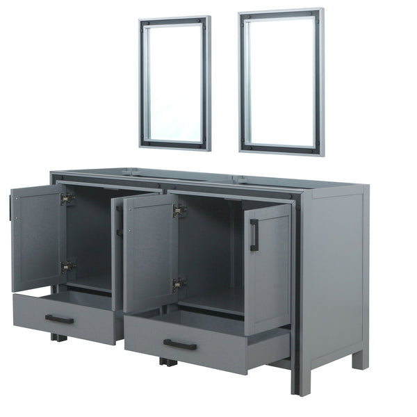 English Elm Dark Grey Double Bath Vanity Set With Mirrors - 60" W X 22" D, Stylish Storage Solution For Your Bath B2731S00581
