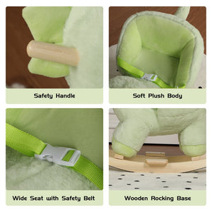 English Elm Kids Plush Dinosaur Rocking Toy with Safety Belt Lullaby Sounds and Hand Puppets W3723P374145