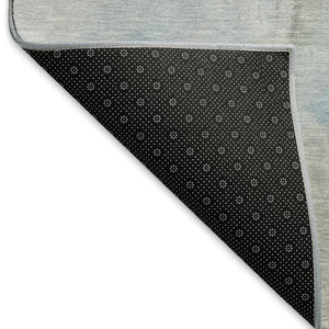 HomeRoots 10' X 14' Sky Blue Gray Silver Abstract Area Rug – Stylish, Washable, UV Protected for High-Traffic Spaces 697001