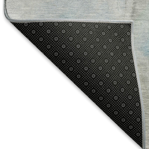 HomeRoots 10' X 14' Sky Blue Gray Silver Abstract Area Rug – Stylish, Washable, UV Protected for High-Traffic Spaces 697001