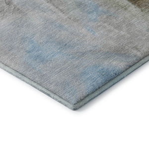HomeRoots 10' X 14' Sky Blue Gray Silver Abstract Area Rug – Stylish, Washable, UV Protected for High-Traffic Spaces 697001