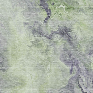HomeRoots 5' X 8' Abstract Area Rug in Artichoke Green, Silver & Lavender - Washable, UV Protected & Stylish! 697003