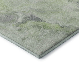 HomeRoots 8' Oversized Artichoke Green Abstract Washable Round Rug with UV Protection for Stylish Spaces 697004