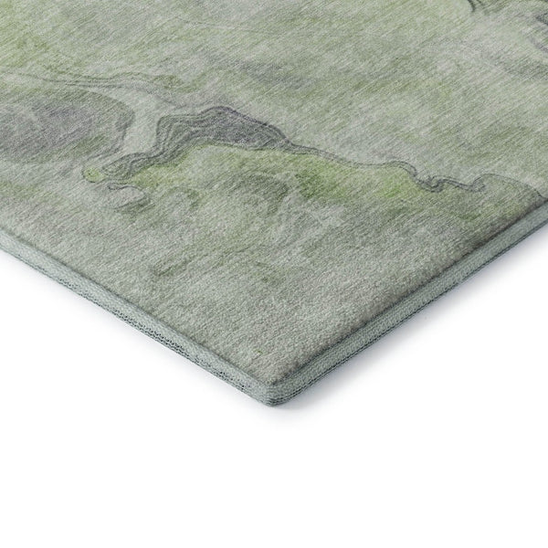HomeRoots 9' X 12' Artichoke Green Abstract Area Rug - Stylish, Stain Resistant, UV Protected for Homes & Pets 697006