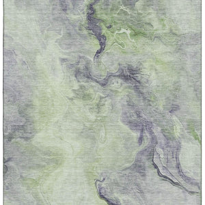 HomeRoots 9' X 12' Artichoke Green Abstract Area Rug - Stylish, Stain Resistant, UV Protected for Homes & Pets 697006