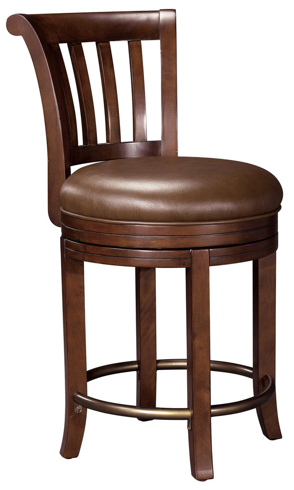 Hekman Furniture 697010 Ithaca Pub Stool - Stylish Hampton Cherry Finish, Brown Faux Leather Seat, 300 Lbs Capacity Hampton Cherry Ithaca Pub Chair 697010