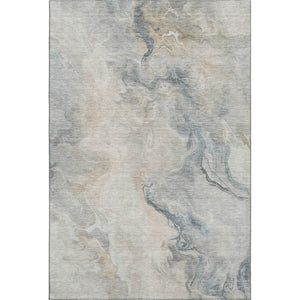 HomeRoots 8' X 10' Washable Beige Gray Ivory Abstract Area Rug - UV Protected, Durable, Modern Design for Any Room 697011