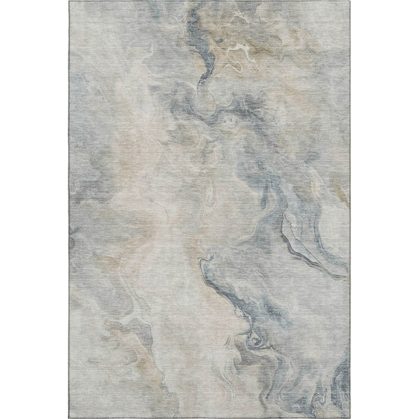HomeRoots 8' X 10' Washable Beige Gray Ivory Abstract Area Rug - UV Protected, Durable, Modern Design for Any Room 697011