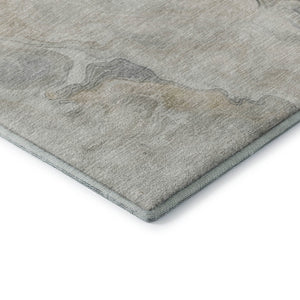 HomeRoots 8' X 10' Washable Beige Gray Ivory Abstract Area Rug - UV Protected, Durable, Modern Design for Any Room 697011