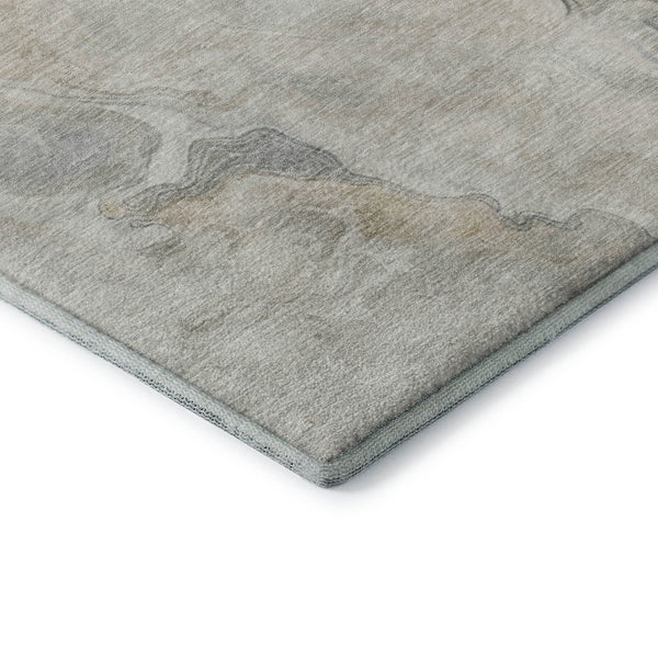 HomeRoots 8' X 10' Washable Beige Gray Ivory Abstract Area Rug - UV Protected, Durable, Modern Design for Any Room 697011