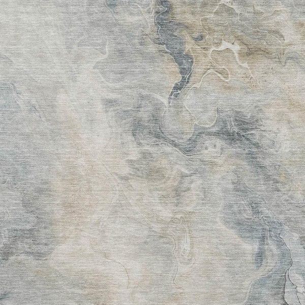 HomeRoots 10' X 14' Washable Beige Gray Ivory Area Rug - Modern Abstract Design with UV Protection & Non-Slip Backing 697013