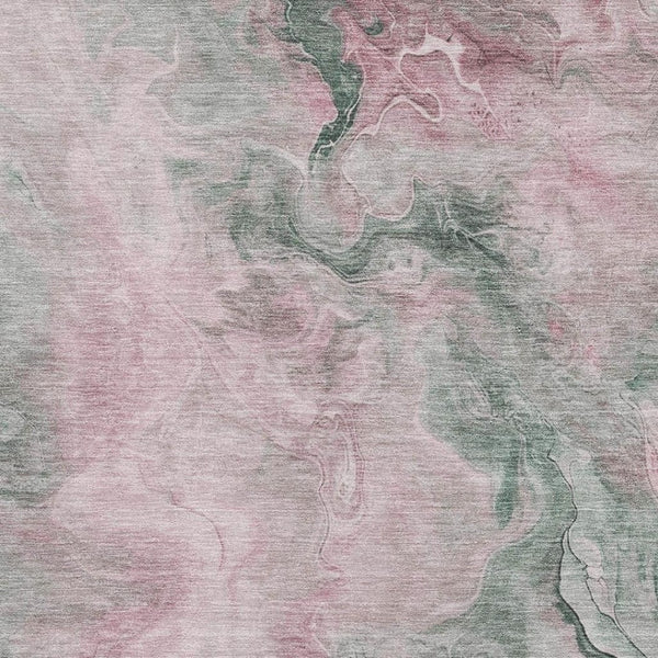 HomeRoots 5' X 8' Modern Blush Sage Ivory Abstract Area Rug - Washable, Stain-Resistant, UV Protected Design 697015