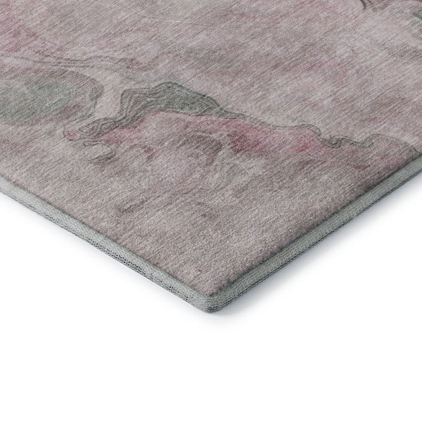 HomeRoots 8' Washable Round Rug in Blush, Sage & Ivory - Durable, Stain-Resistant, UV-Protected Design! 697016