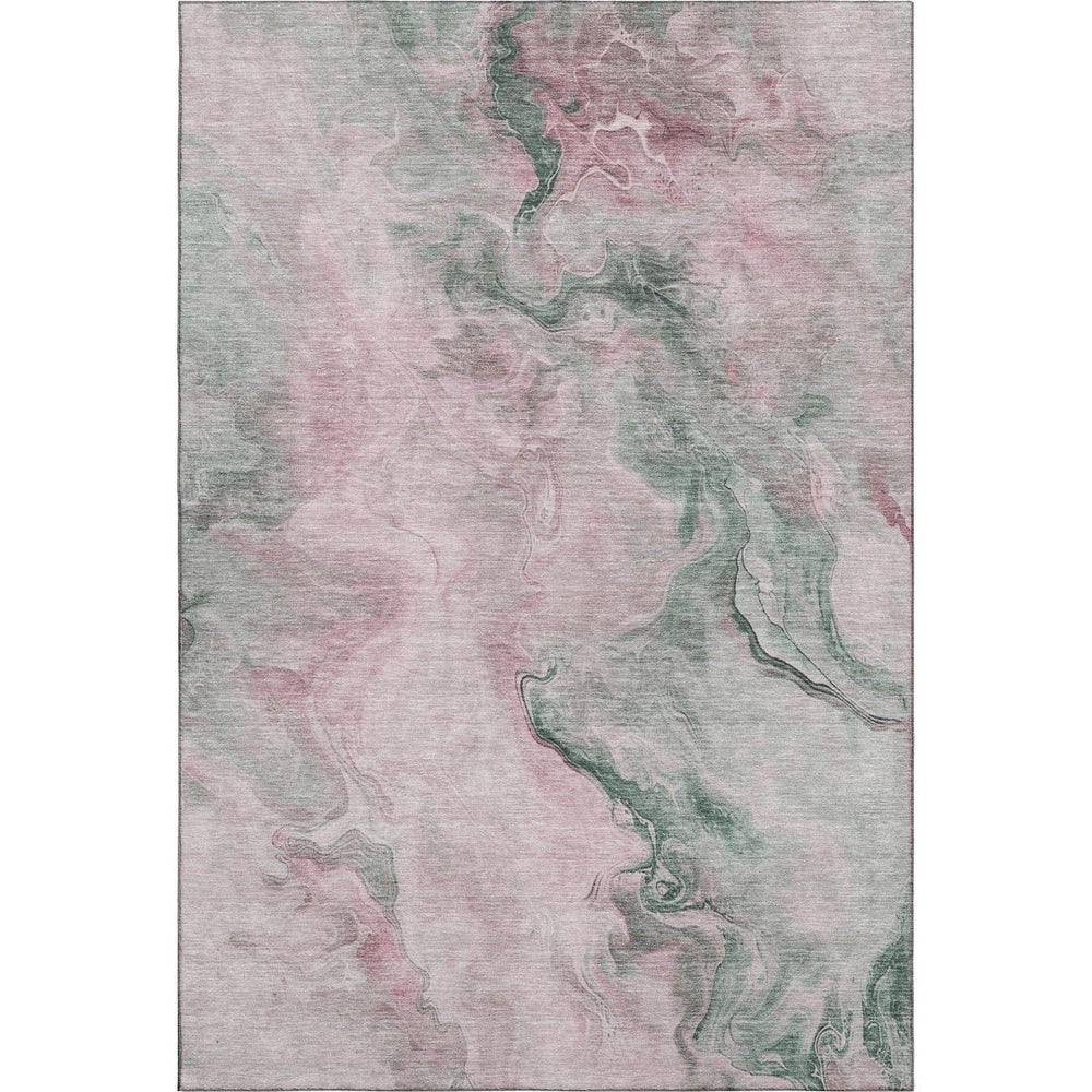 HomeRoots 8' X 10' Blush, Sage & Ivory Abstract Washable Area Rug - Stain Resistant with UV Protection! 697017