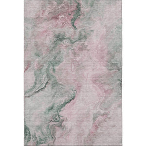 HomeRoots 8' X 10' Blush, Sage & Ivory Abstract Washable Area Rug - Stain Resistant with UV Protection! 697017