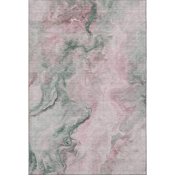 HomeRoots 8' X 10' Blush, Sage & Ivory Abstract Washable Area Rug - Stain Resistant with UV Protection! 697017
