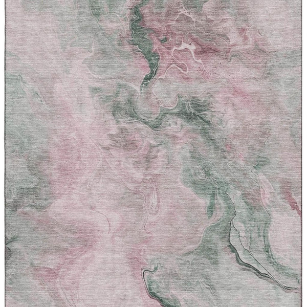 HomeRoots 10' Blush Sage and Ivory Abstract Washable Area Rug - UV Protected, Durable, Stylish & Easy Care! 697019